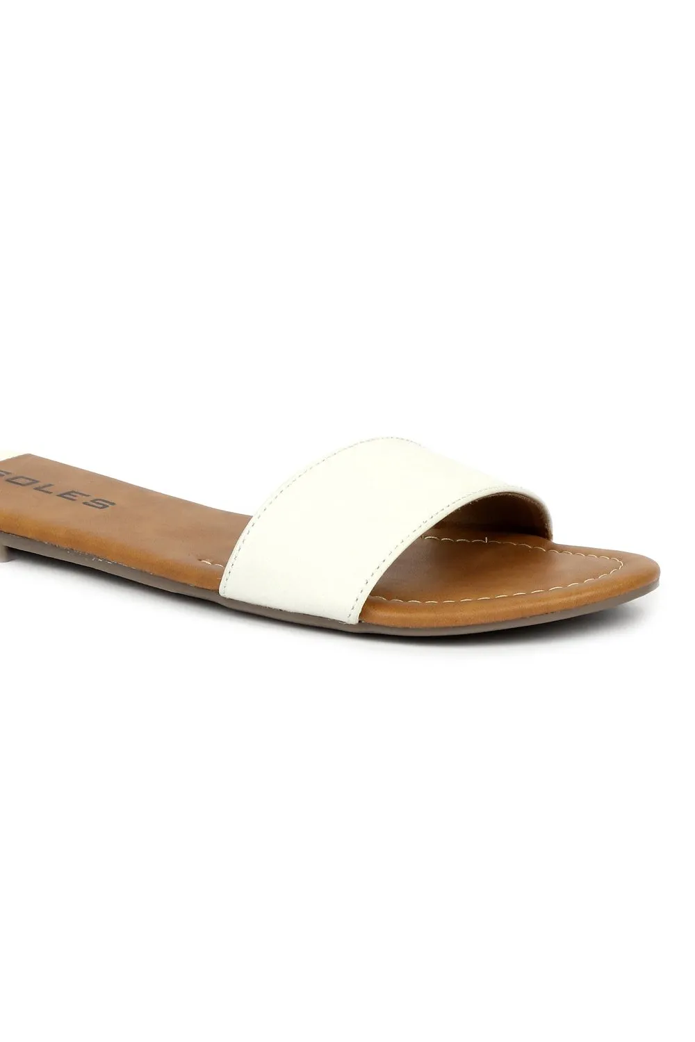 SOLES Crisp White Flat Sandals