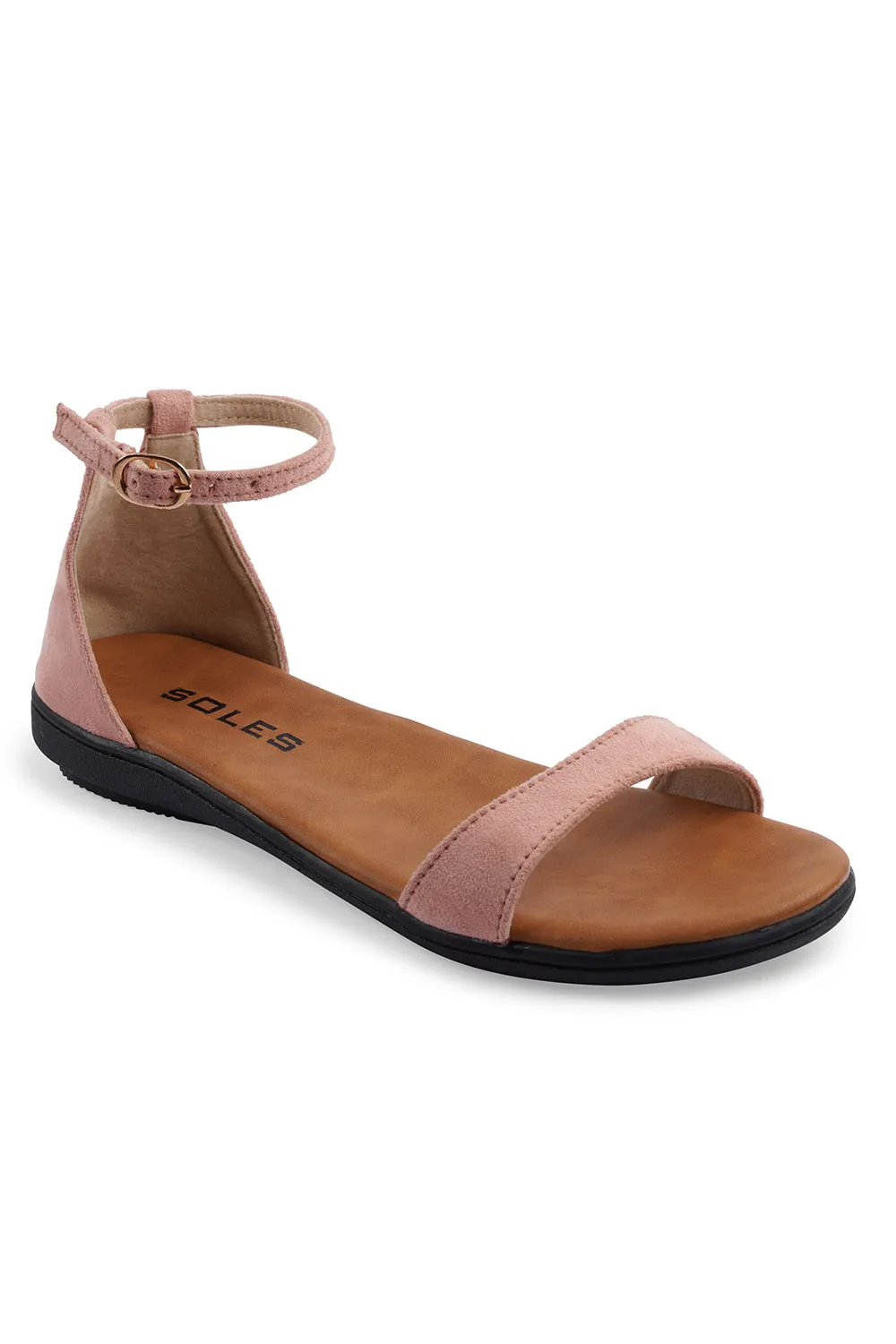 SOLES Pink Flat Sandals - Feminine Elegance