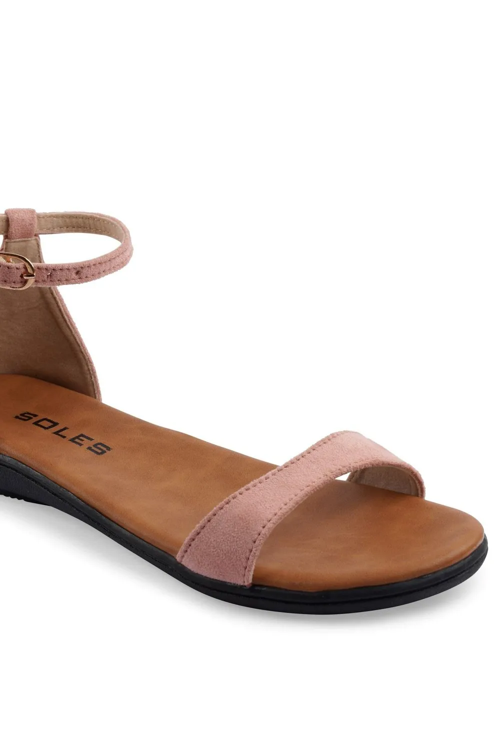 SOLES Pink Flat Sandals - Feminine Elegance