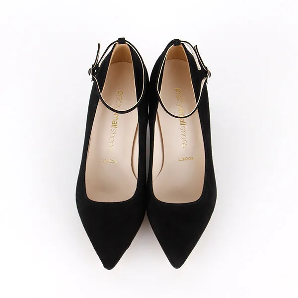 *UK size 13 - COURTNEY SUEDE - black, 5cm heels