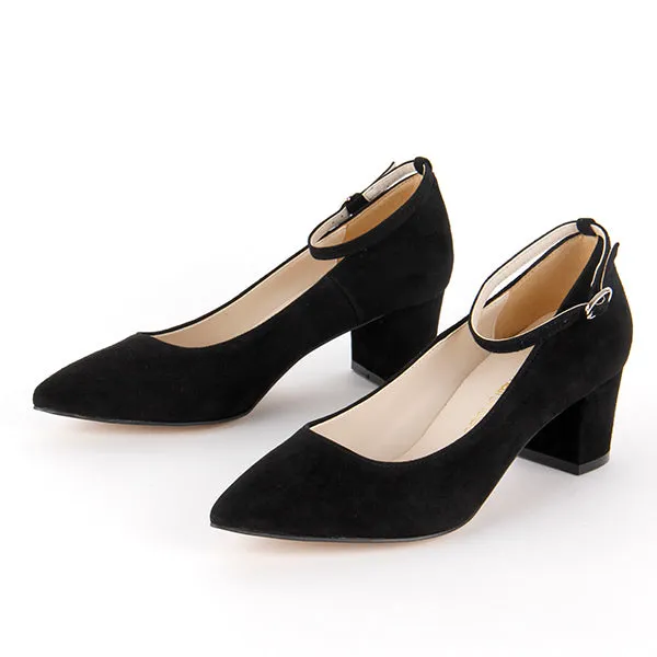 *UK size 13 - COURTNEY SUEDE - black, 5cm heels