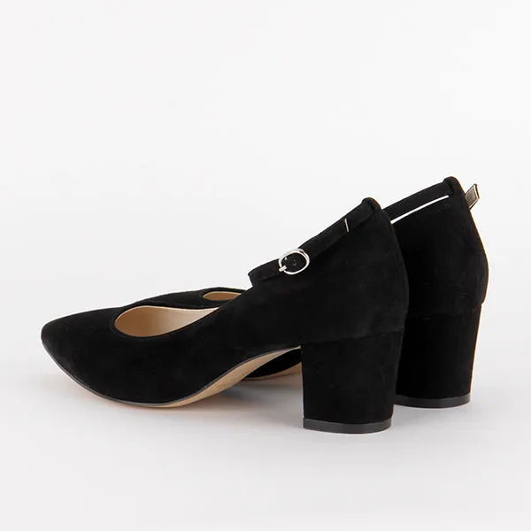 *UK size 13 - COURTNEY SUEDE - black, 5cm heels