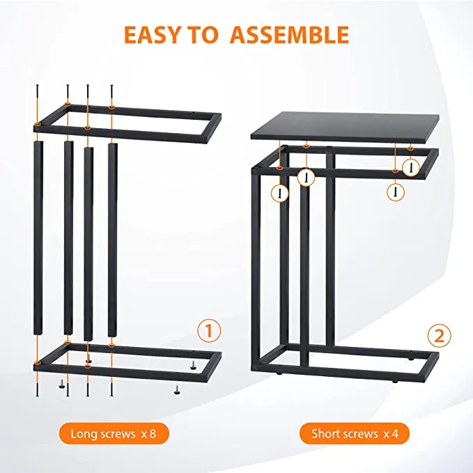 ZENY™ C-Shaped Side Table Couch Side Table Small End Table Bedside Table TV Trays on Couch with Metal Frame