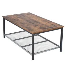 ZENY™ Coffee Table with 2-Tier Storage Shelf for Living Room, Industrial Design with Metal Frame